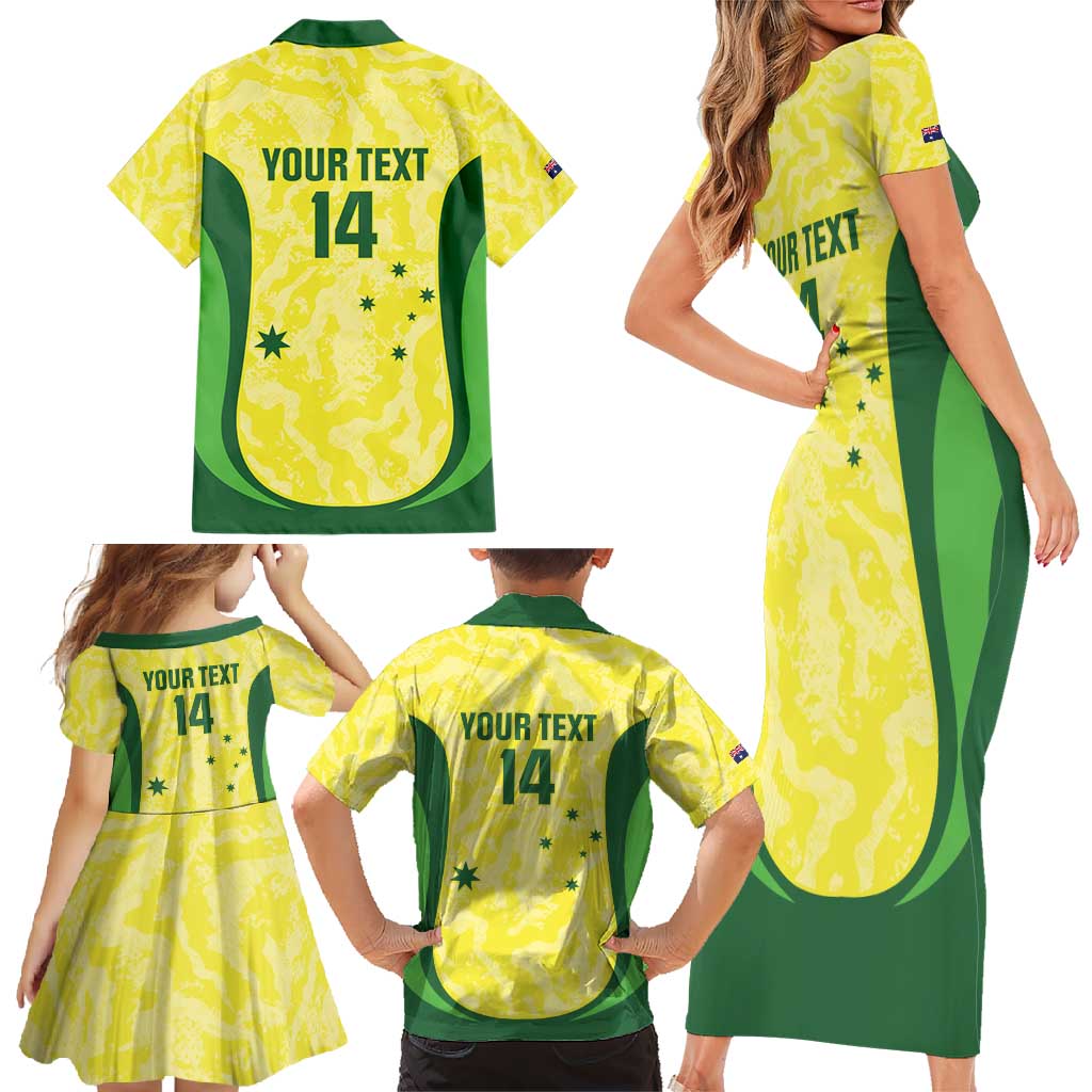 Australia Football Custom Family Matching Short Sleeve Bodycon Dress and Hawaiian Shirt Go Socceroos Grunge Sporty Style - Aussie Hoodie