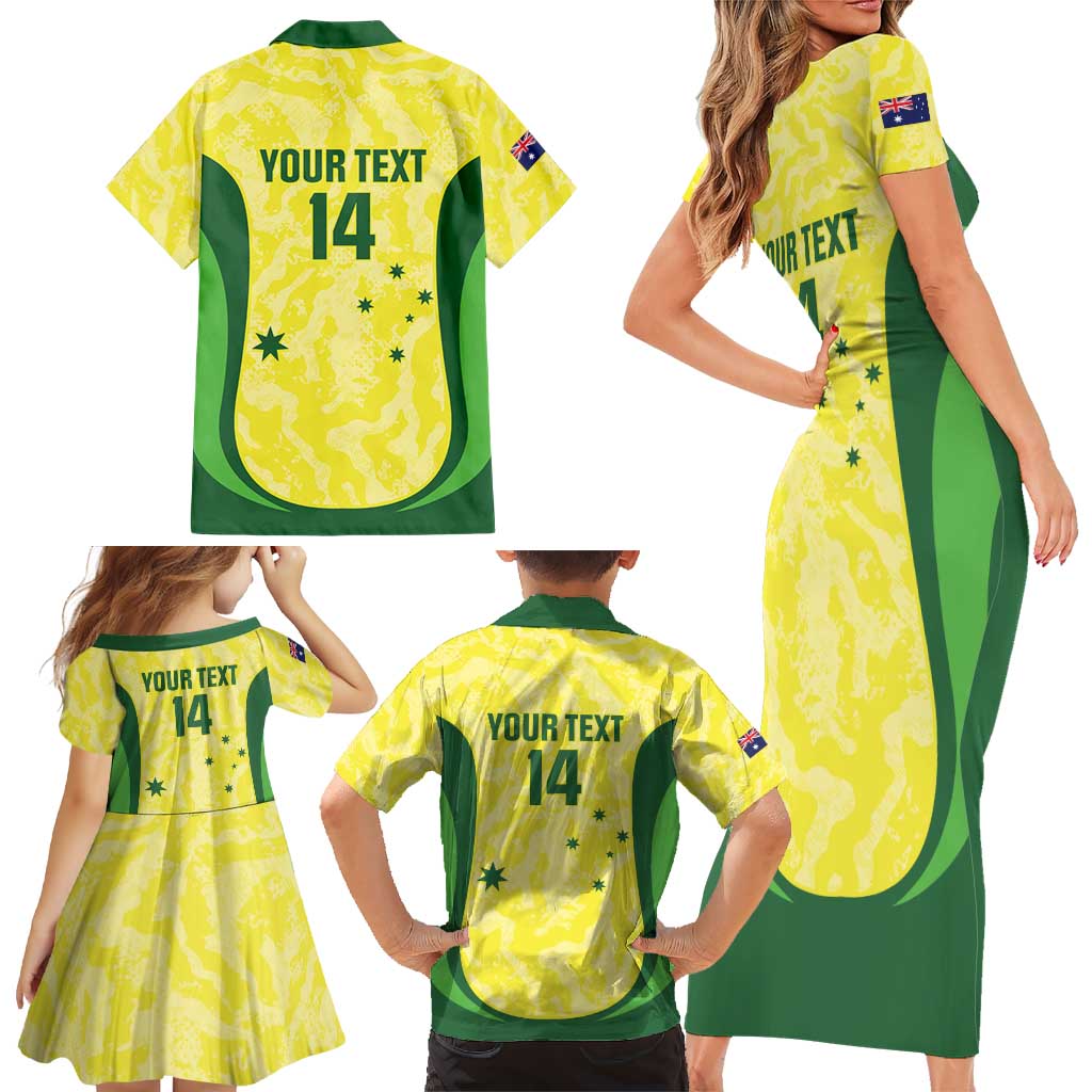 Australia Football Custom Family Matching Short Sleeve Bodycon Dress and Hawaiian Shirt Go Socceroos Grunge Sporty Style - Aussie Hoodie