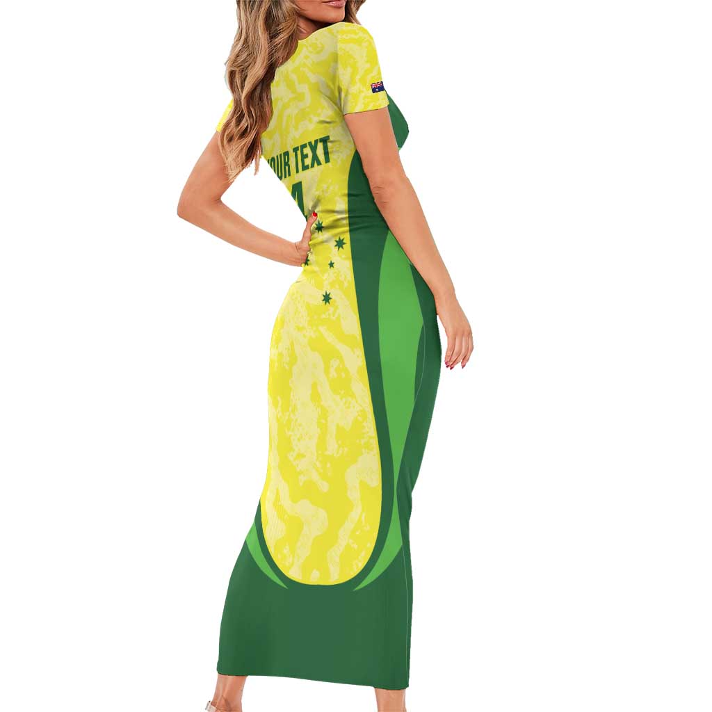 Australia Football Custom Family Matching Short Sleeve Bodycon Dress and Hawaiian Shirt Go Socceroos Grunge Sporty Style - Aussie Hoodie