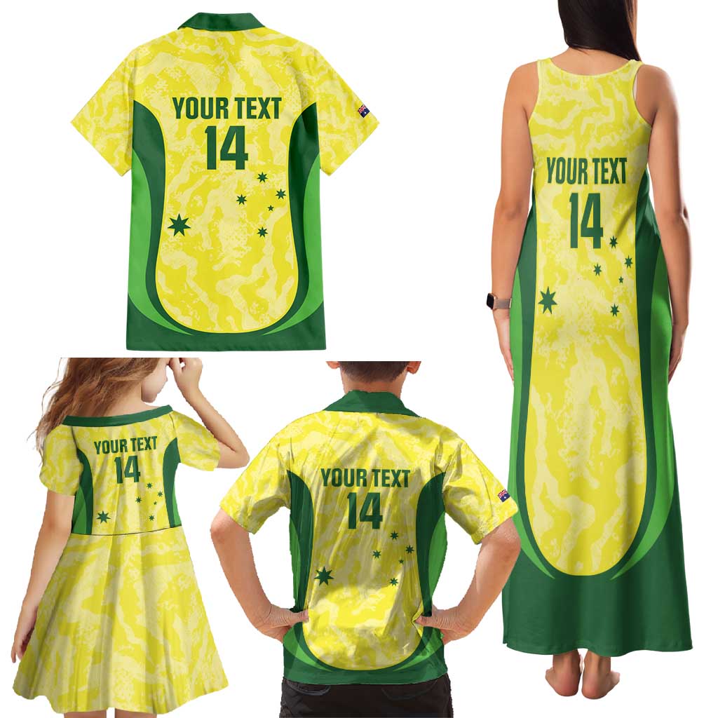 Australia Football Custom Family Matching Tank Maxi Dress and Hawaiian Shirt Go Socceroos Grunge Sporty Style - Aussie Hoodie