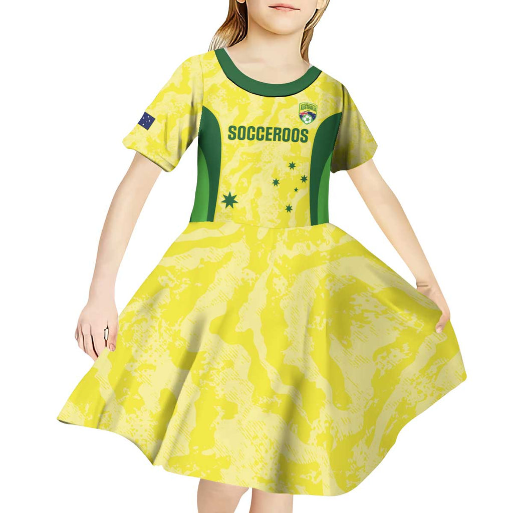 Australia Football Custom Kid Short Sleeve Dress Go Socceroos Grunge Sporty Style - Aussie Hoodie