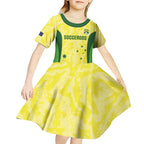 Australia Football Custom Kid Short Sleeve Dress Go Socceroos Grunge Sporty Style - Aussie Hoodie