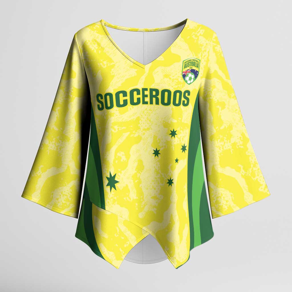 Australia Football Custom Kimono Sleeve Blouse Go Socceroos Grunge Sporty Style - Aussie Hoodie