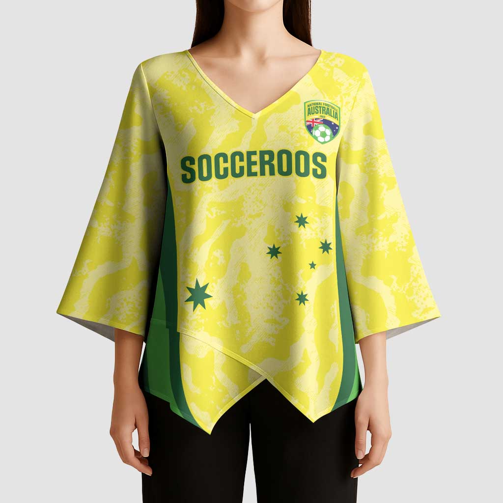 Australia Football Custom Kimono Sleeve Blouse Go Socceroos Grunge Sporty Style - Aussie Hoodie