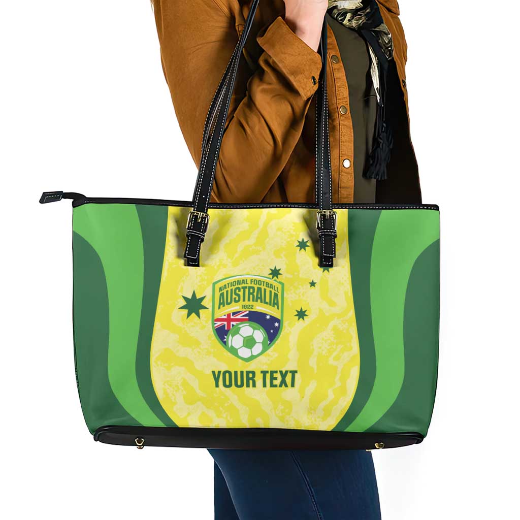 Australia Football Custom Leather Tote Bag Go Socceroos Grunge Sporty Style - Aussie Hoodie