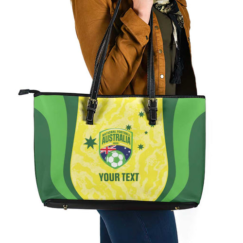 Australia Football Custom Leather Tote Bag Go Socceroos Grunge Sporty Style - Aussie Hoodie