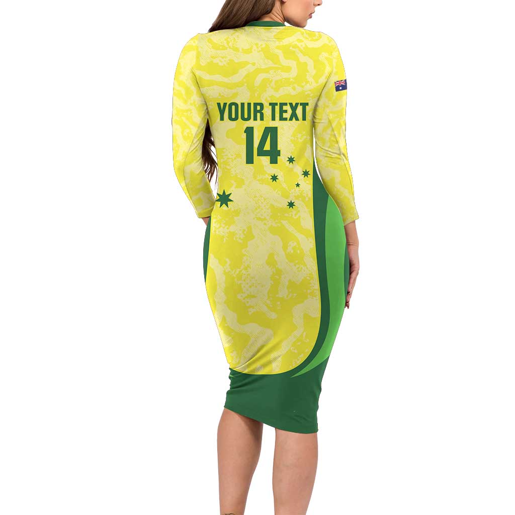 Australia Football Custom Long Sleeve Bodycon Dress Go Socceroos Grunge Sporty Style - Aussie Hoodie