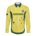 Australia Football Custom Long Sleeve Button Shirt Go Socceroos Grunge Sporty Style - Aussie Hoodie
