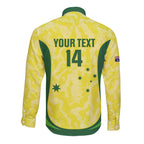 Australia Football Custom Long Sleeve Button Shirt Go Socceroos Grunge Sporty Style - Aussie Hoodie