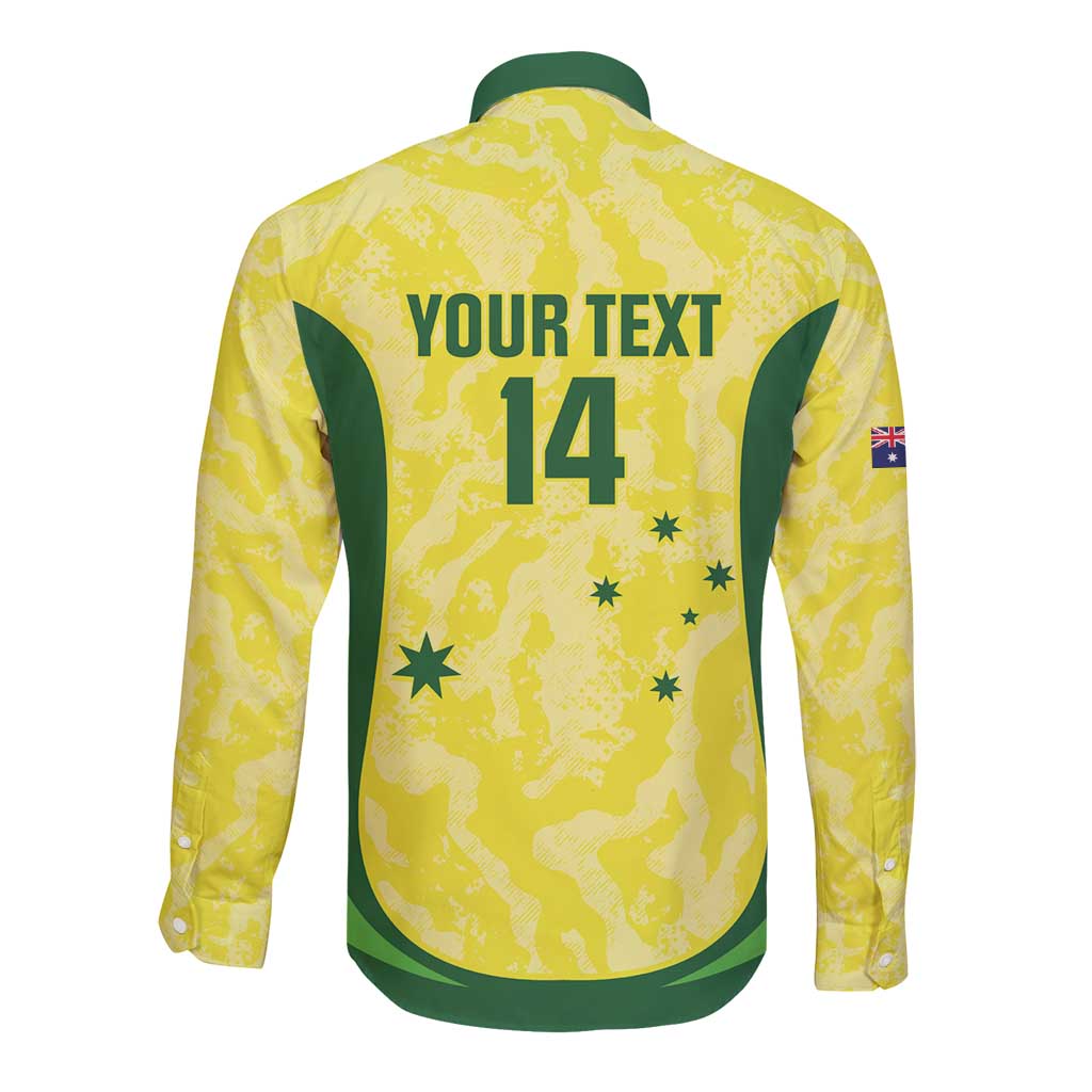 Australia Football Custom Long Sleeve Button Shirt Go Socceroos Grunge Sporty Style - Aussie Hoodie