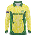 Australia Football Custom Long Sleeve Polo Shirt Go Socceroos Grunge Sporty Style - Aussie Hoodie