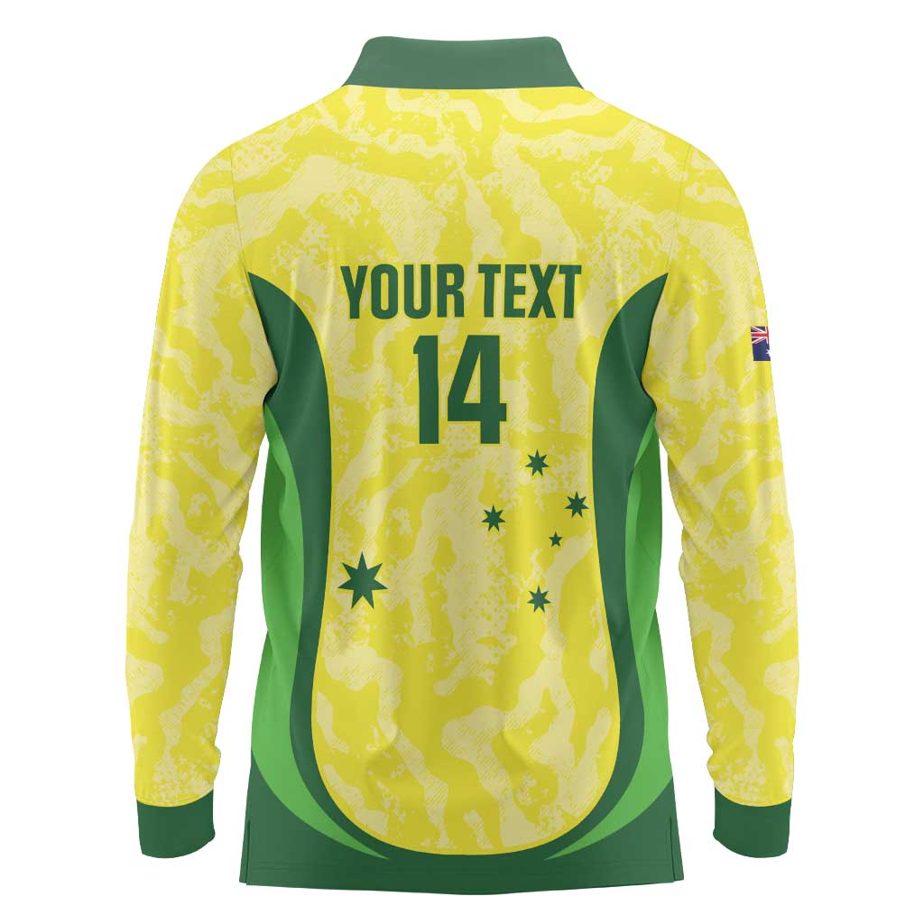 Australia Football Custom Long Sleeve Polo Shirt Go Socceroos Grunge Sporty Style - Aussie Hoodie