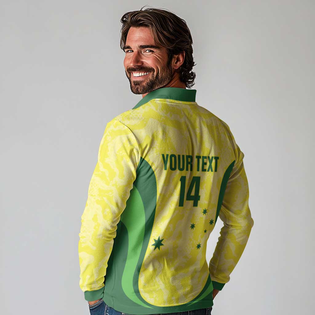 Australia Football Custom Long Sleeve Polo Shirt Go Socceroos Grunge Sporty Style - Aussie Hoodie