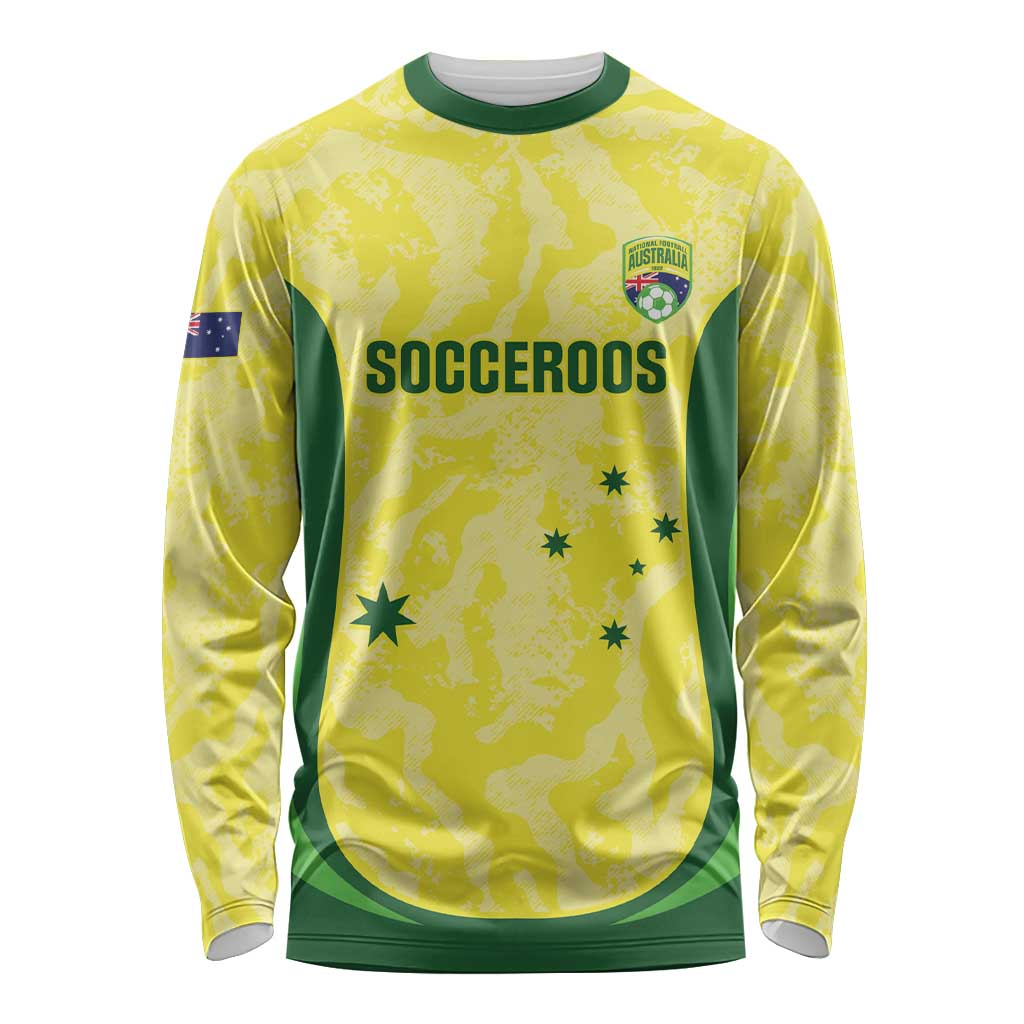 Australia Football Custom Long Sleeve Shirt Go Socceroos Grunge Sporty Style - Aussie Hoodie