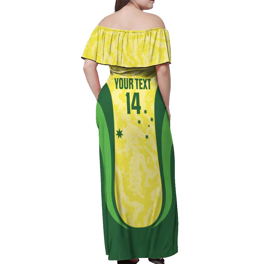 Australia Football Custom Off Shoulder Maxi Dress Go Socceroos Grunge Sporty Style - Aussie Hoodie