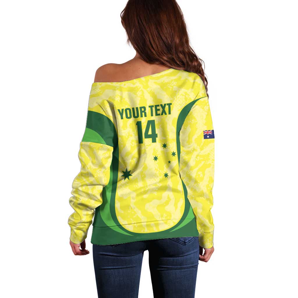 Australia Football Custom Off Shoulder Sweater Go Socceroos Grunge Sporty Style - Aussie Hoodie