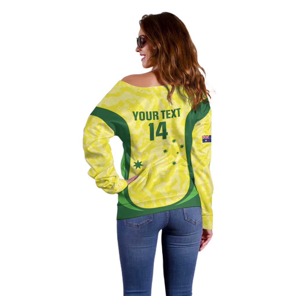 Australia Football Custom Off Shoulder Sweater Go Socceroos Grunge Sporty Style - Aussie Hoodie