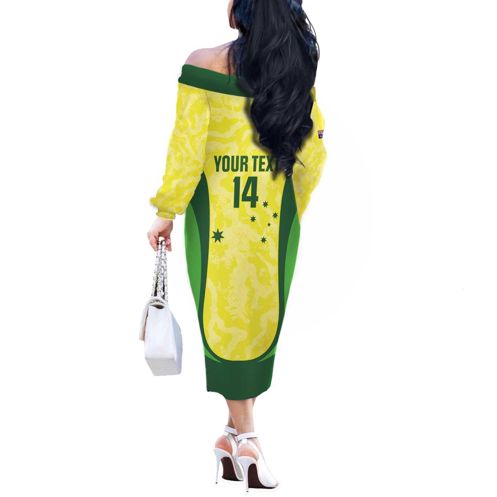 Australia Football Custom Off The Shoulder Long Sleeve Dress Go Socceroos Grunge Sporty Style - Aussie Hoodie