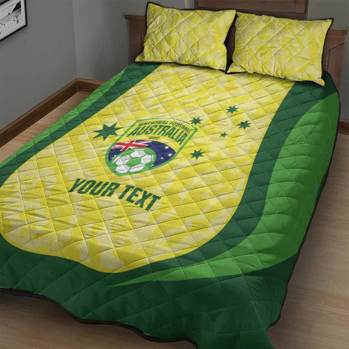 Australia Football Custom Quilt Bed Set Go Socceroos Grunge Sporty Style - Aussie Hoodie