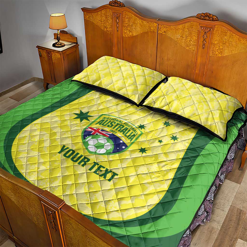 Australia Football Custom Quilt Bed Set Go Socceroos Grunge Sporty Style - Aussie Hoodie