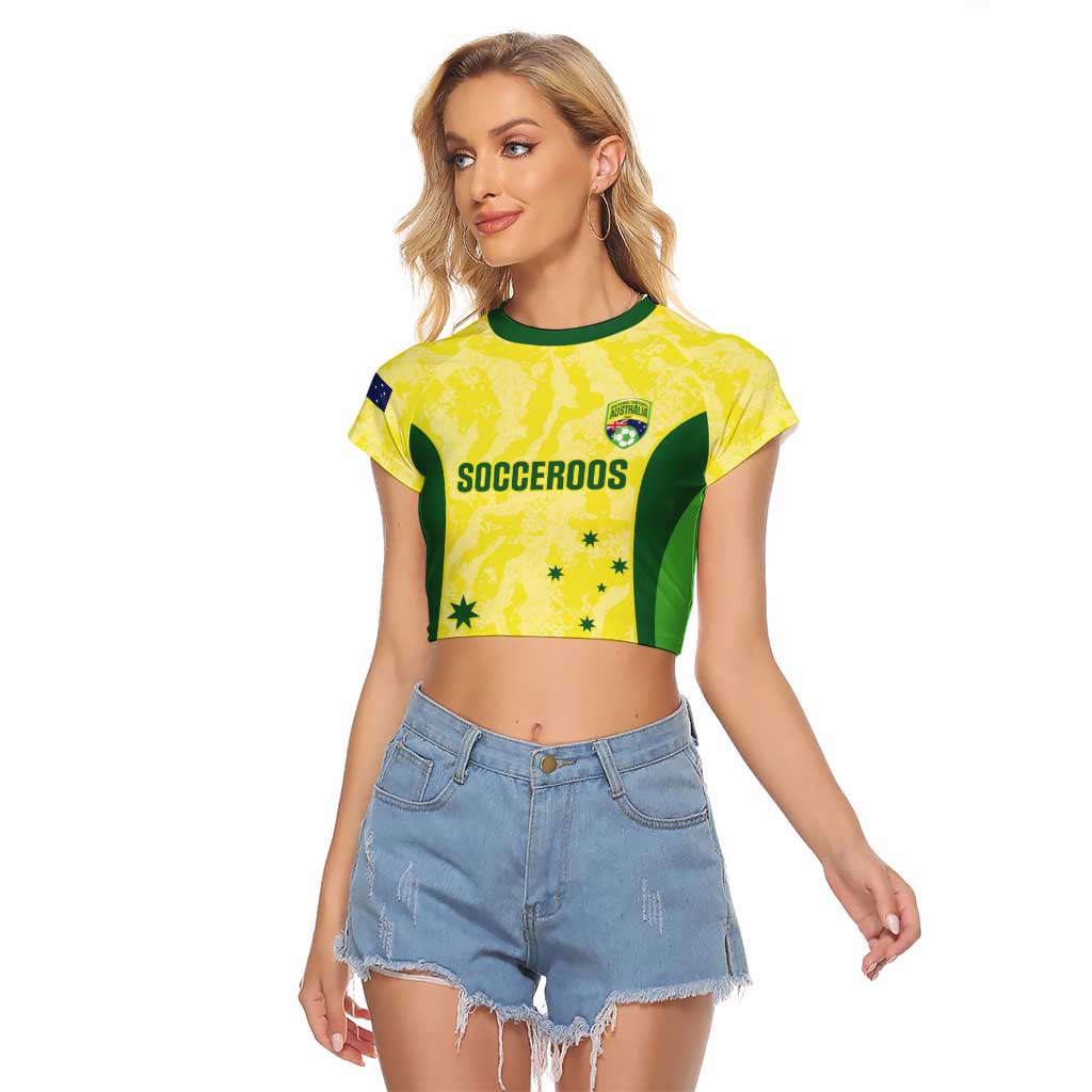 Australia Football Custom Raglan Cropped T Shirt Go Socceroos Grunge Sporty Style - Aussie Hoodie