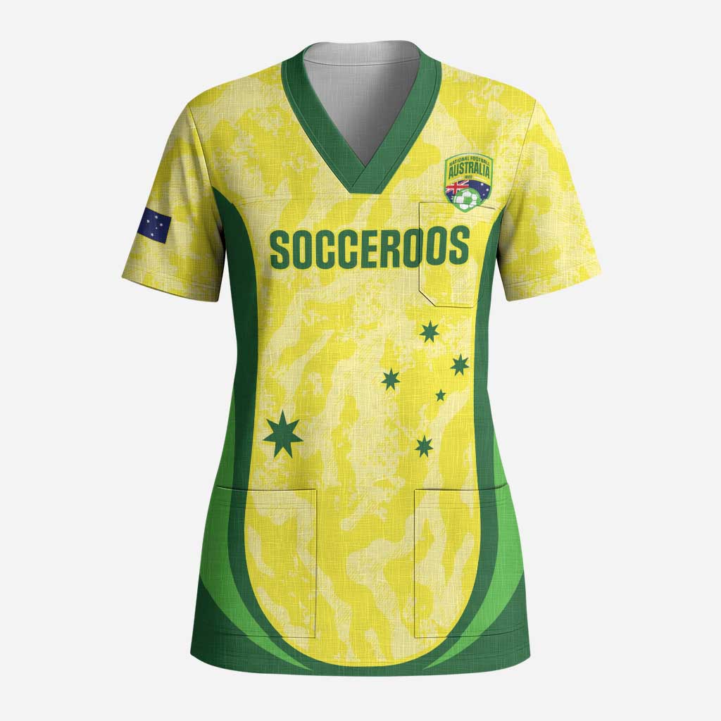 Australia Football Custom Scrub Top Go Socceroos Grunge Sporty Style - Aussie Hoodie