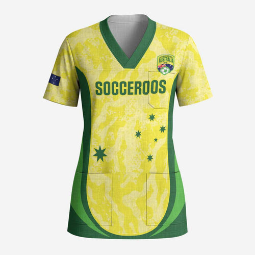 Australia Football Custom Scrub Top Go Socceroos Grunge Sporty Style - Aussie Hoodie
