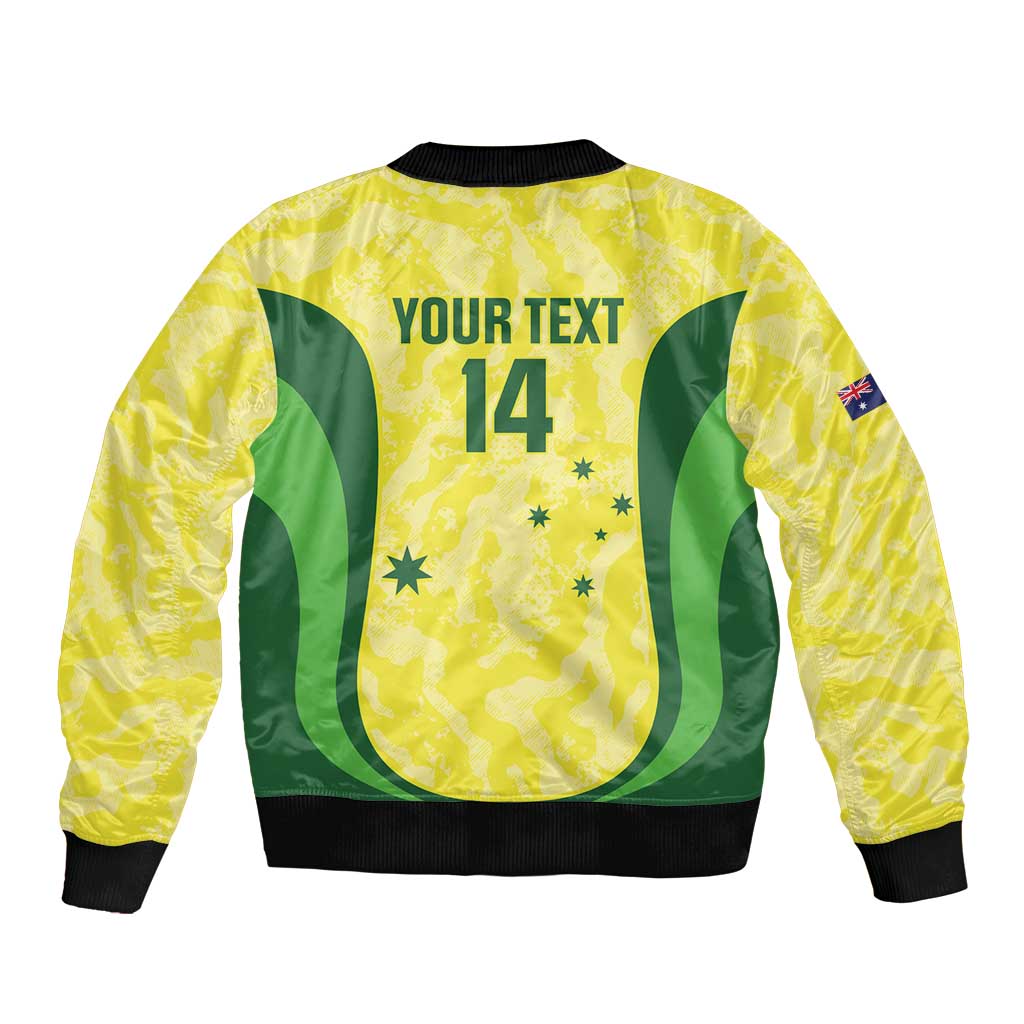 Australia Football Custom Sleeve Zip Bomber Jacket Go Socceroos Grunge Sporty Style - Aussie Hoodie
