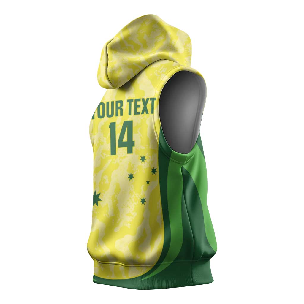 Australia Football Custom Sleeveless Hoodie Go Socceroos Grunge Sporty Style - Aussie Hoodie