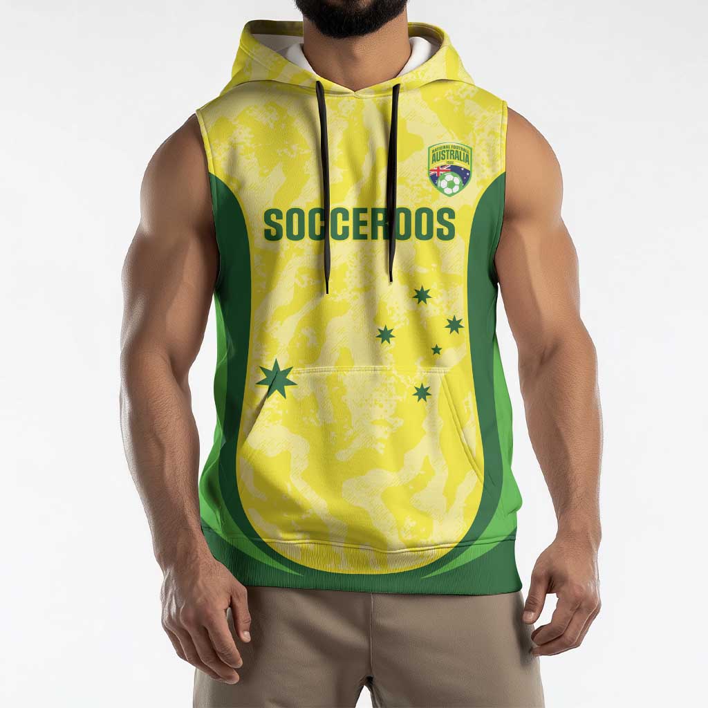 Australia Football Custom Sleeveless Hoodie Go Socceroos Grunge Sporty Style - Aussie Hoodie