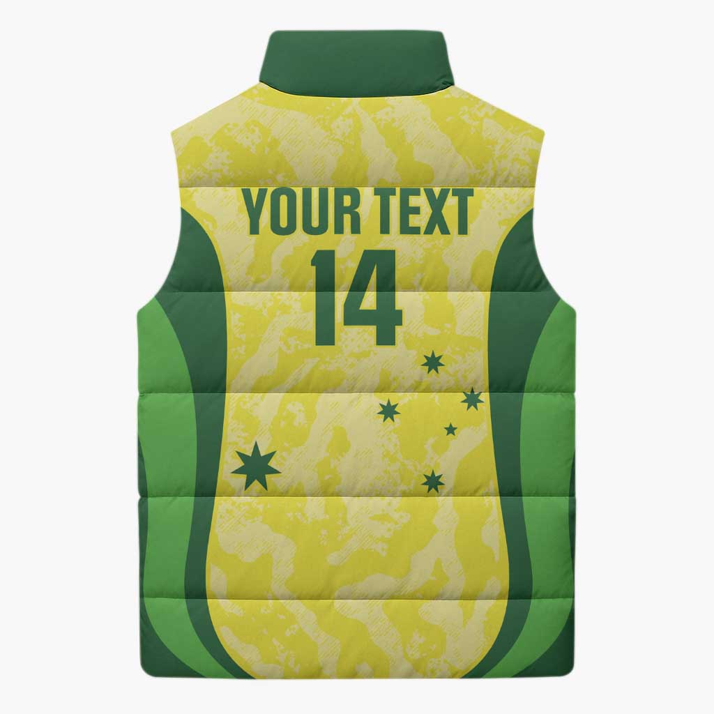 Australia Football Custom Sleeveless Puffer Jacket Go Socceroos Grunge Sporty Style - Aussie Hoodie
