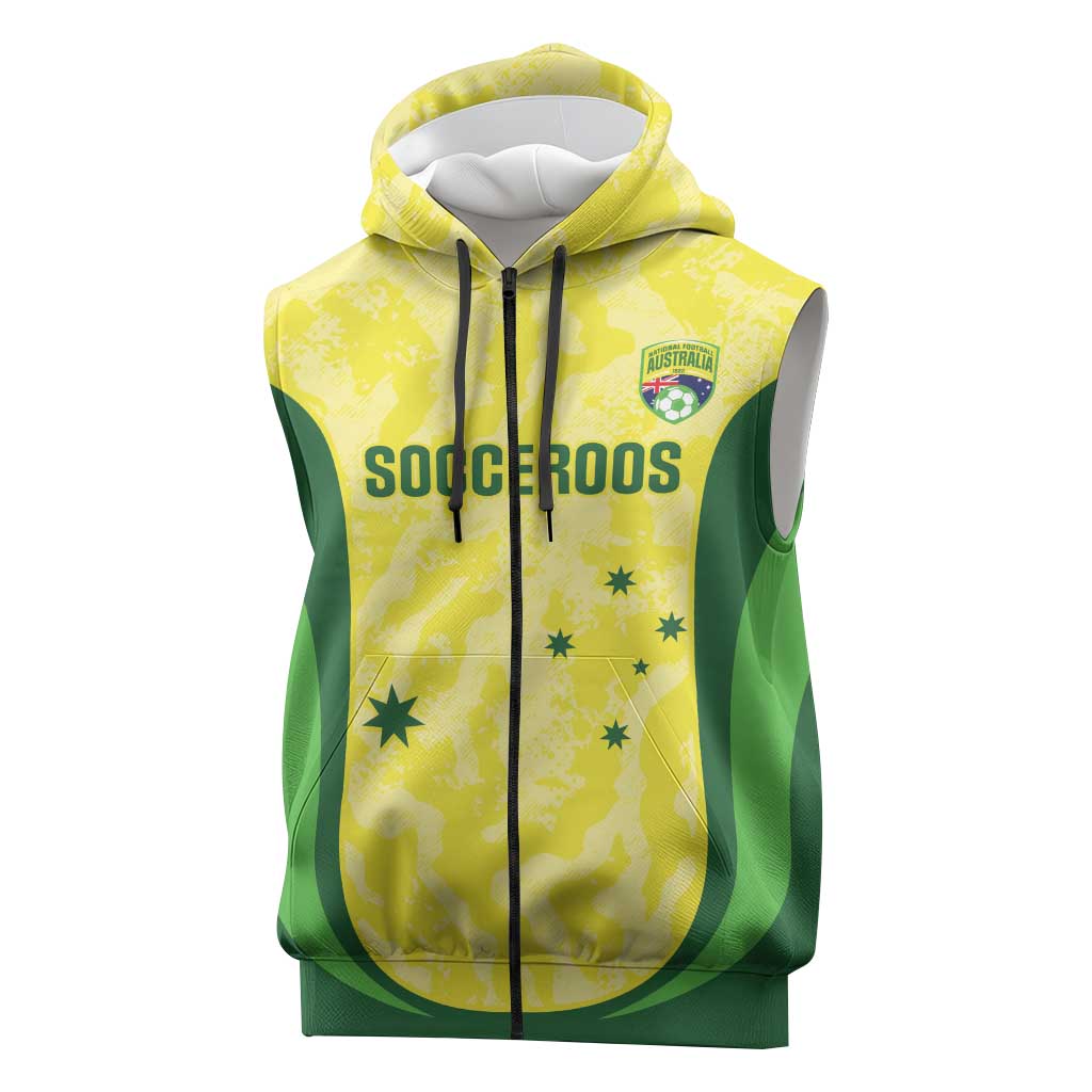 Australia Football Custom Sleeveless Zip Hoodie Go Socceroos Grunge Sporty Style LT14