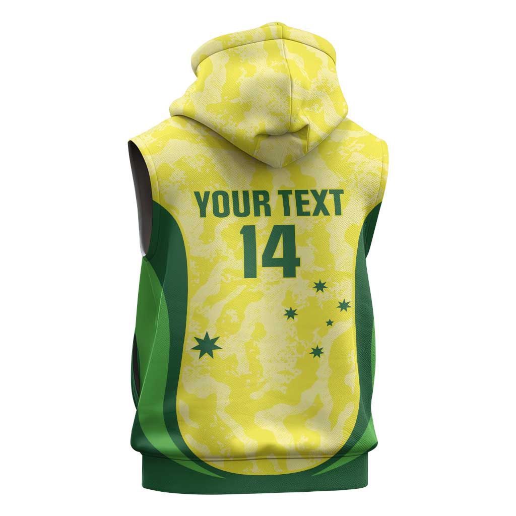 Australia Football Custom Sleeveless Zip Hoodie Go Socceroos Grunge Sporty Style LT14