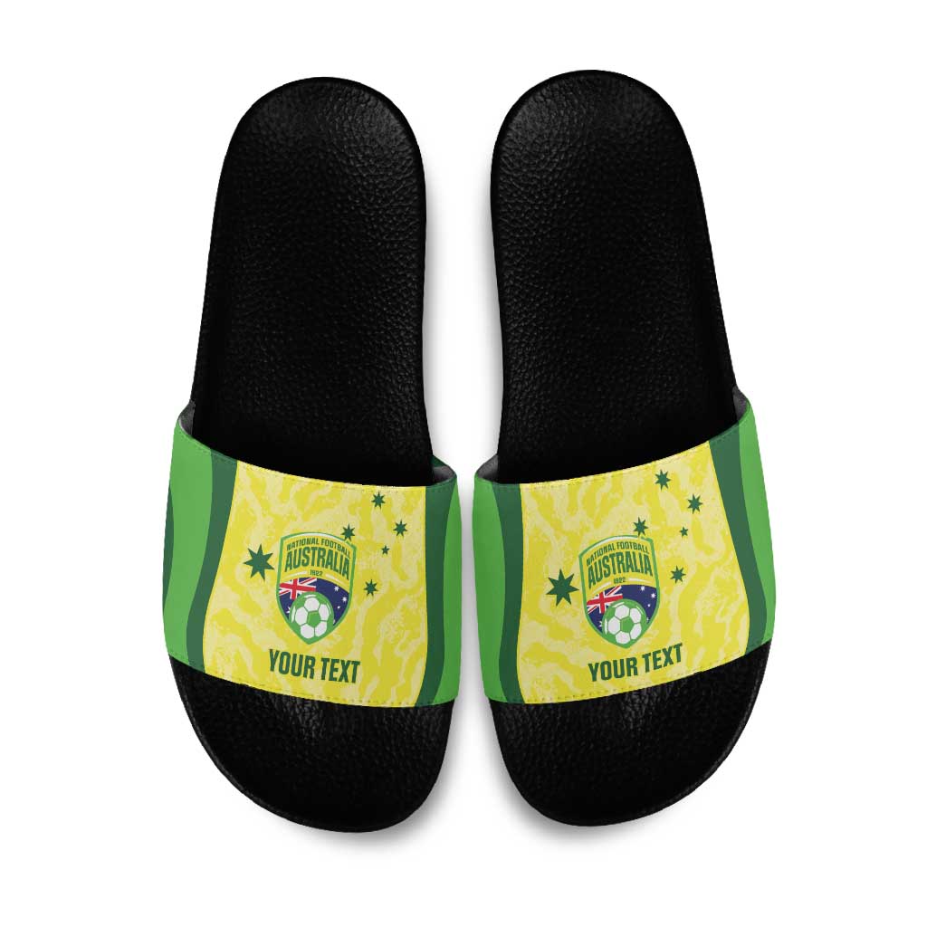 Australia Football Custom Slide Sandals Go Socceroos Grunge Sporty Style - Aussie Hoodie
