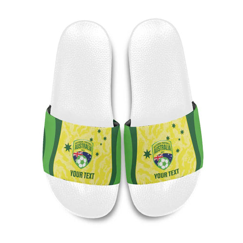 Australia Football Custom Slide Sandals Go Socceroos Grunge Sporty Style - Aussie Hoodie