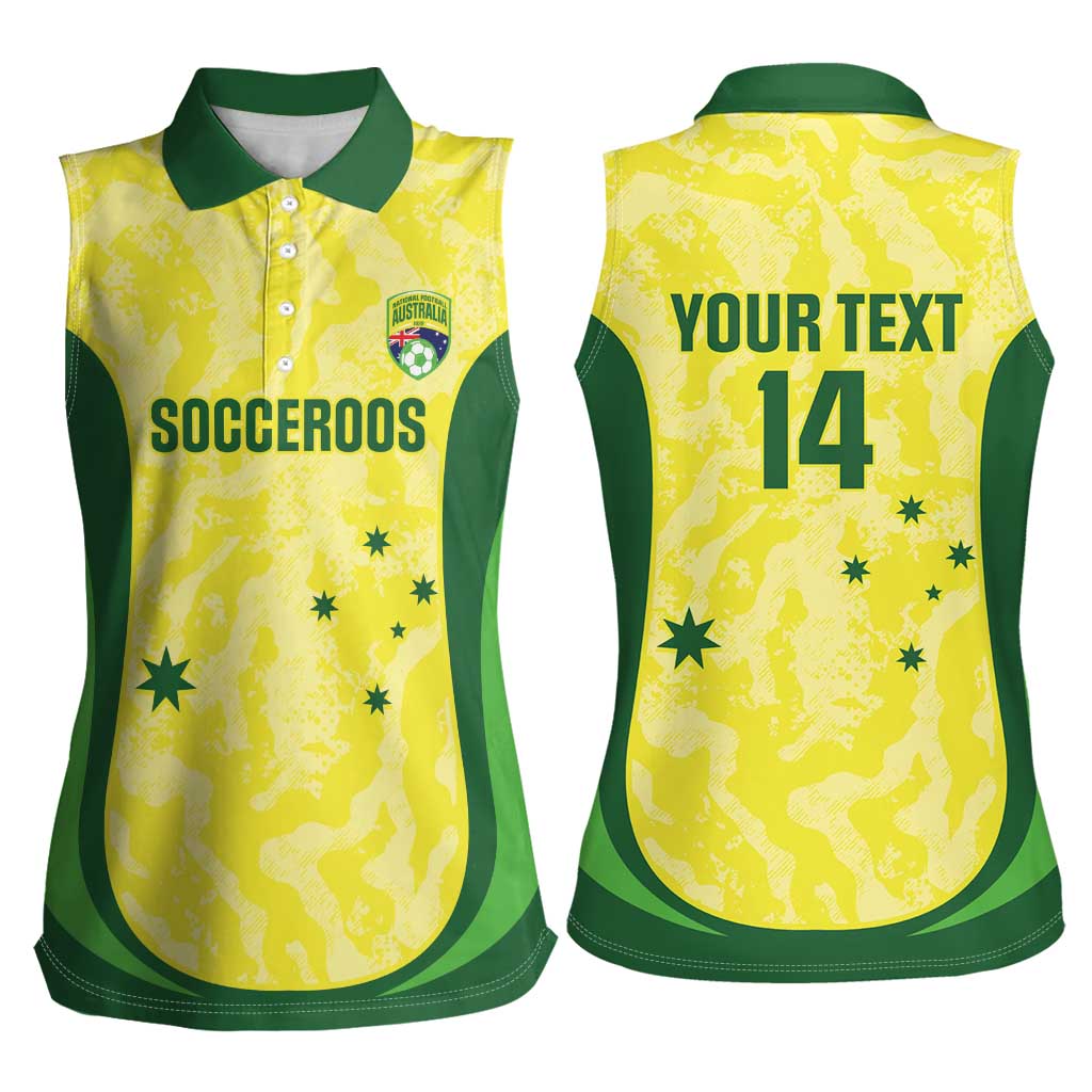 Australia Football Custom Women Sleeveless Polo Shirt Go Socceroos Grunge Sporty Style - Aussie Hoodie
