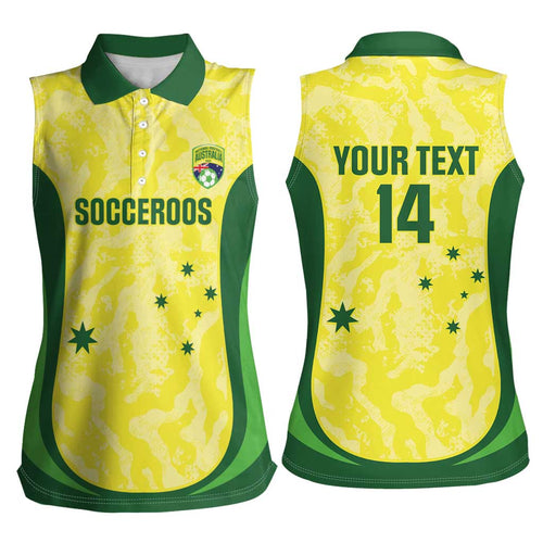 Australia Football Custom Women Sleeveless Polo Shirt Go Socceroos Grunge Sporty Style - Aussie Hoodie