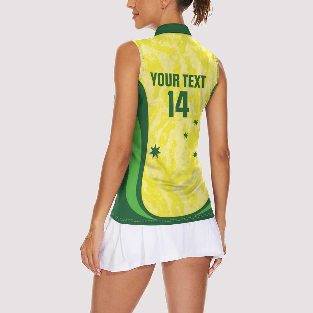 Australia Football Custom Women Sleeveless Polo Shirt Go Socceroos Grunge Sporty Style - Aussie Hoodie