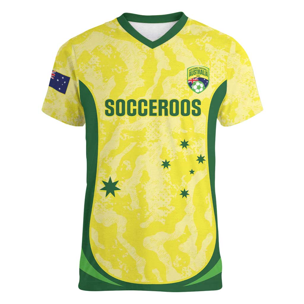 Australia Football Custom Women V-Neck T-Shirt Go Socceroos Grunge Sporty Style - Aussie Hoodie