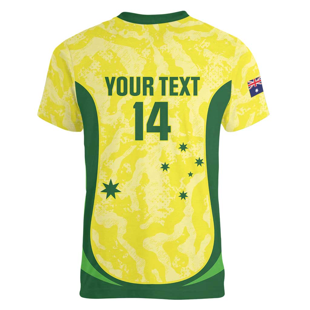 Australia Football Custom Women V-Neck T-Shirt Go Socceroos Grunge Sporty Style - Aussie Hoodie