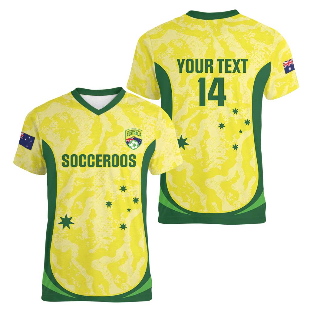 Australia Football Custom Women V-Neck T-Shirt Go Socceroos Grunge Sporty Style - Aussie Hoodie