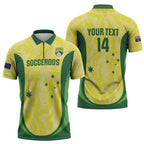 Australia Football Custom Zipper Polo Shirt Go Socceroos Grunge Sporty Style - Aussie Hoodie