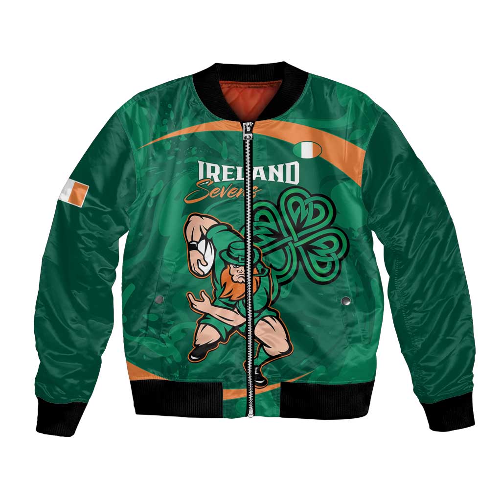 Custom Ireland Rugby Sevens Bomber Jacket Go Champions Irish Shamrock