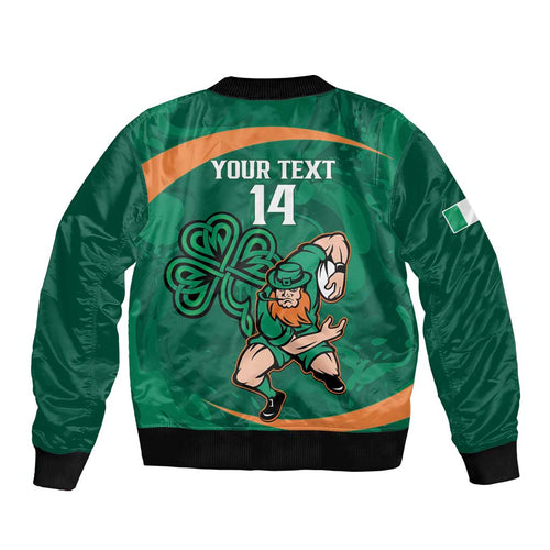 Custom Ireland Rugby Sevens Bomber Jacket Go Champions Irish Shamrock