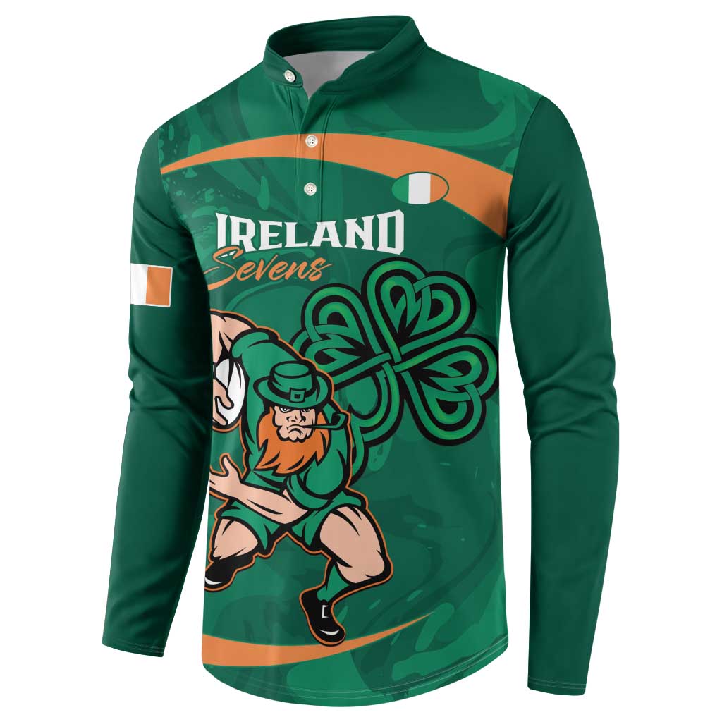 Custom Ireland Rugby Sevens Button Sweatshirt Go Champions Irish Shamrock