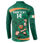Custom Ireland Rugby Sevens Button Sweatshirt Go Champions Irish Shamrock