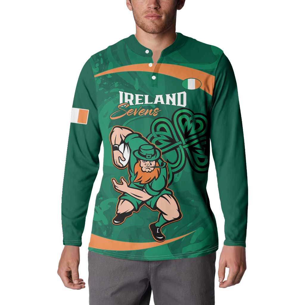 Custom Ireland Rugby Sevens Button Sweatshirt Go Champions Irish Shamrock