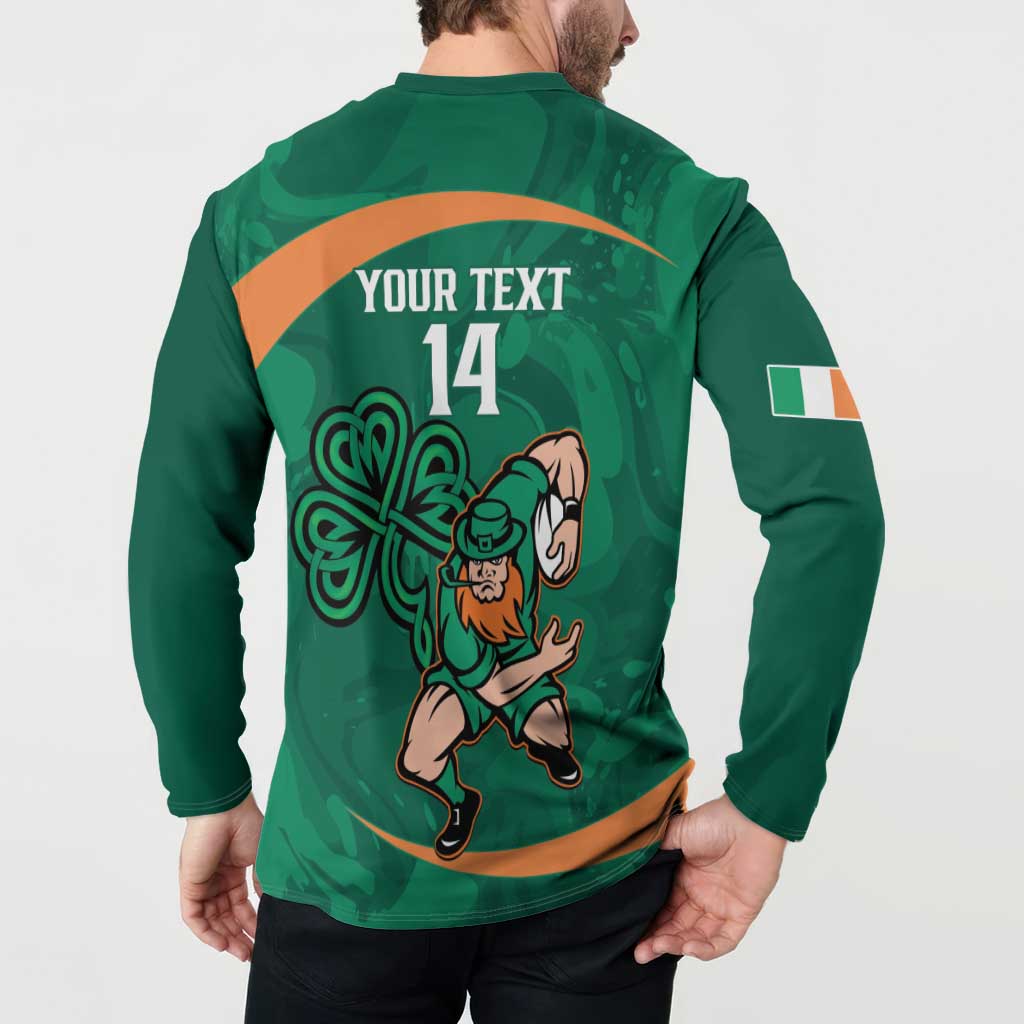 Custom Ireland Rugby Sevens Button Sweatshirt Go Champions Irish Shamrock