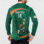 Custom Ireland Rugby Sevens Button Sweatshirt Go Champions Irish Shamrock