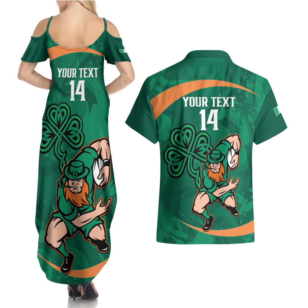 Custom Ireland Rugby Sevens Couples Matching Summer Maxi Dress and Hawaiian Shirt Go Champions Irish Shamrock